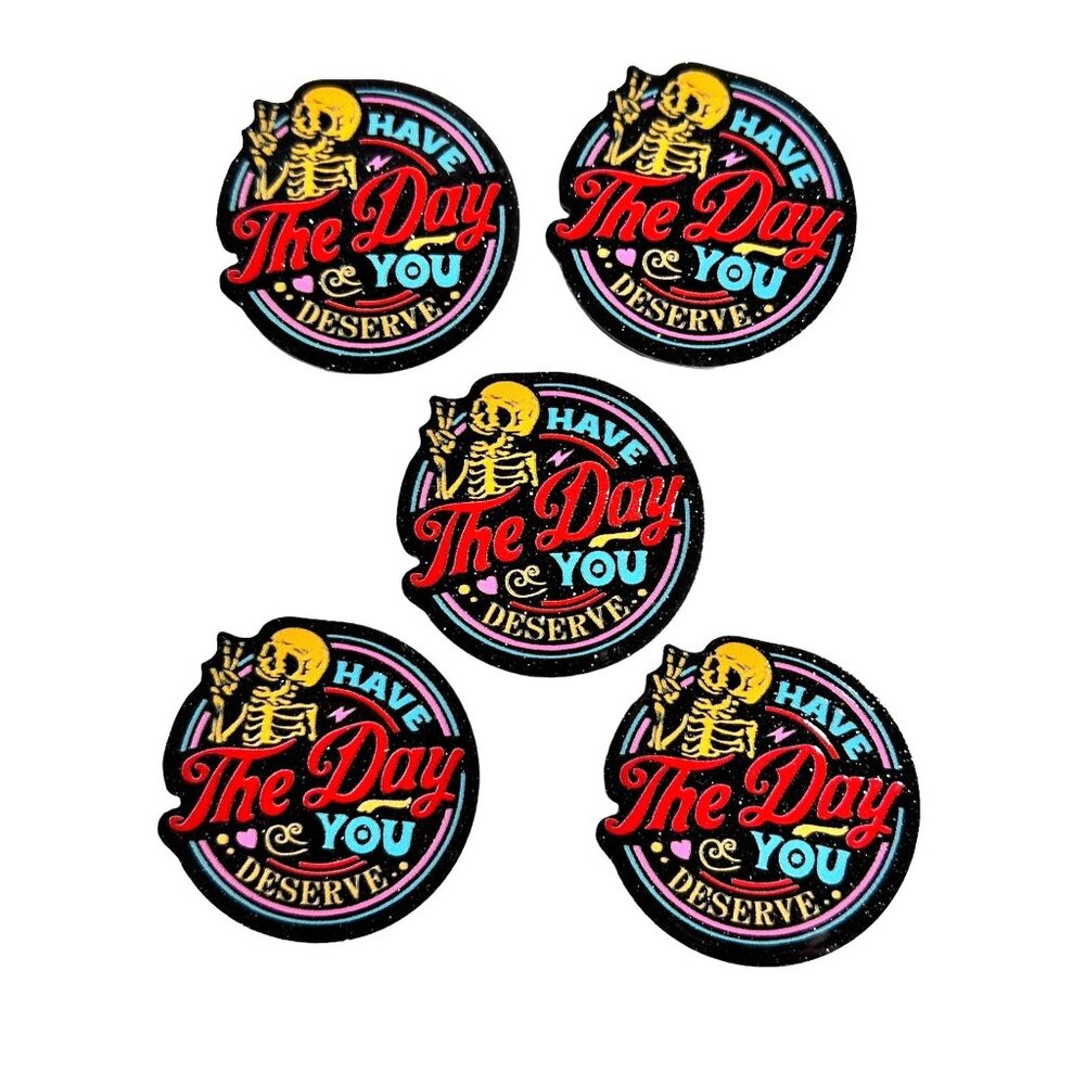 10 Pc Skeleton Acrylic Flat Back Charm For Badge Reels, Earrings Jewelry Charms